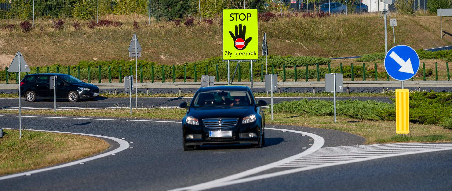S8 tablice Stop Zły kierunek na węźle Wyszków Północ
