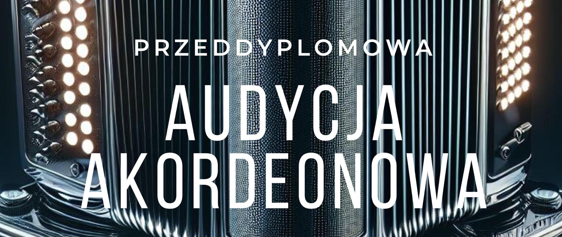 w centralnej części przedmiot przypominający akordeon guzikowy, całość w ciemnej kolorystyce