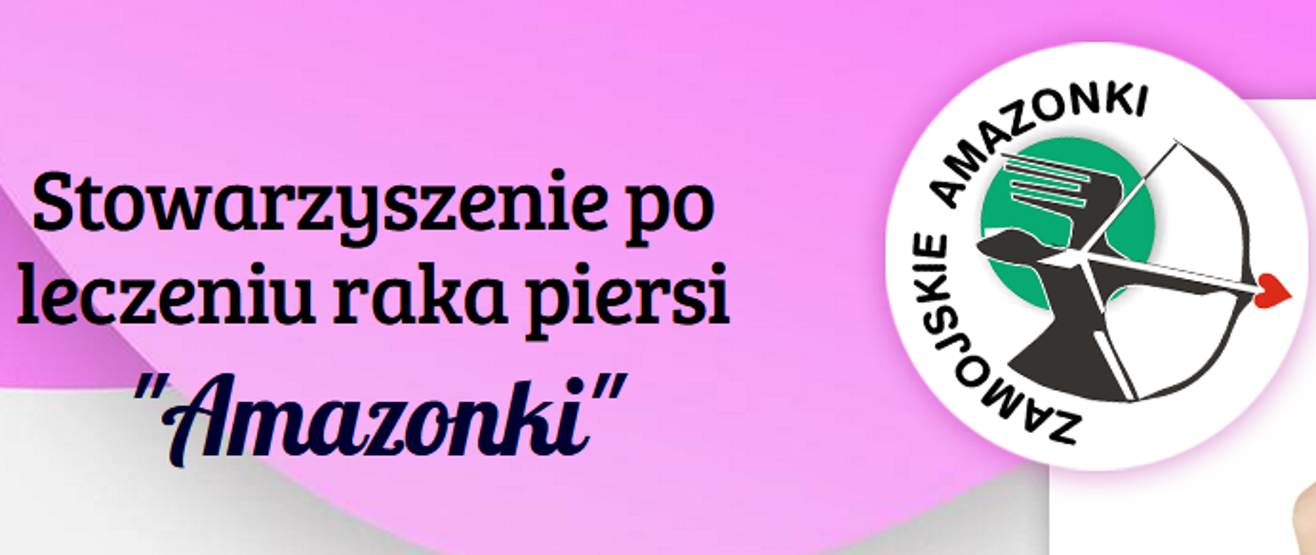 plakat, na fioletowym tle czarne napisy, znak graficzny kobieta strzelająca z łuku