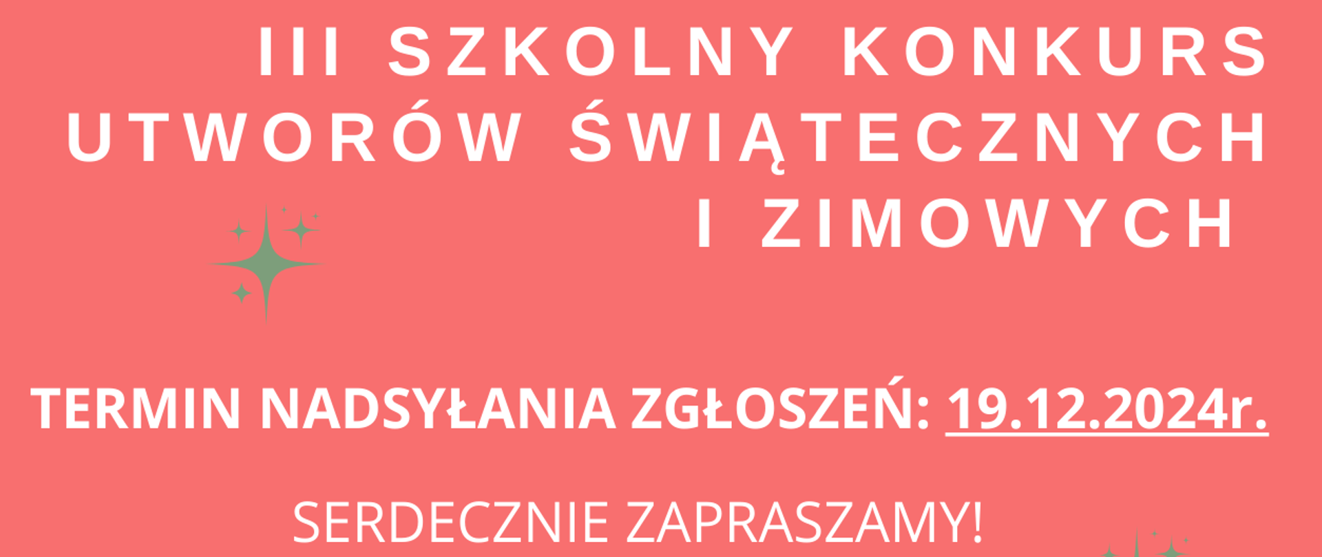 Na różowym tle zostały umieszczone informacje dotyczące konkursu.