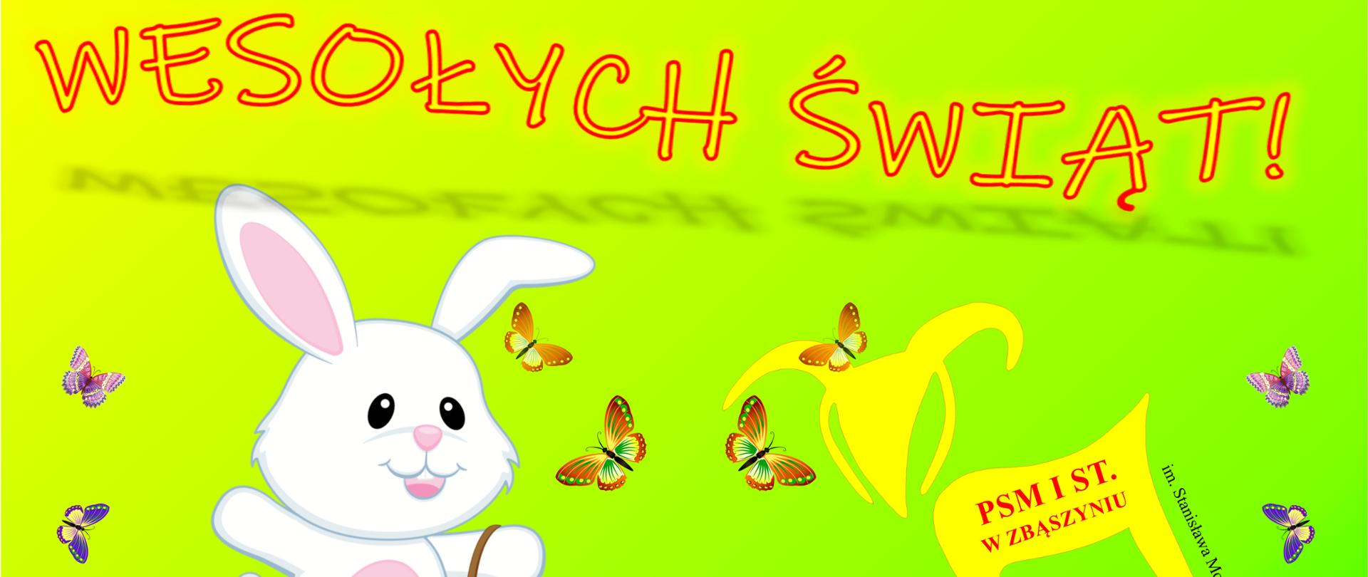 Logotyp PSM I st. w Zbąszyniu wraz życzeniami świątecznymi