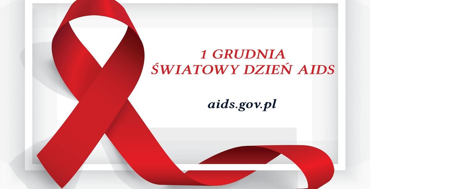 Wstążka i napis 1 grudnia światowy dzień AIDS
