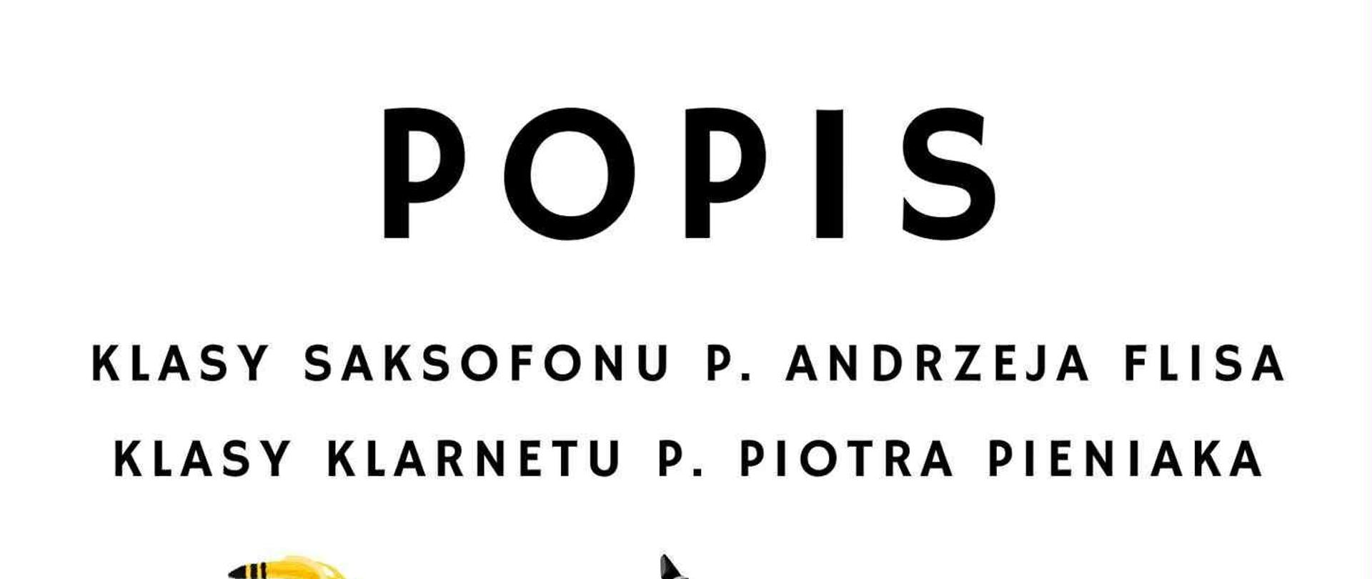 plakat przedstawia zapowiedź popisu klasy saksofonu