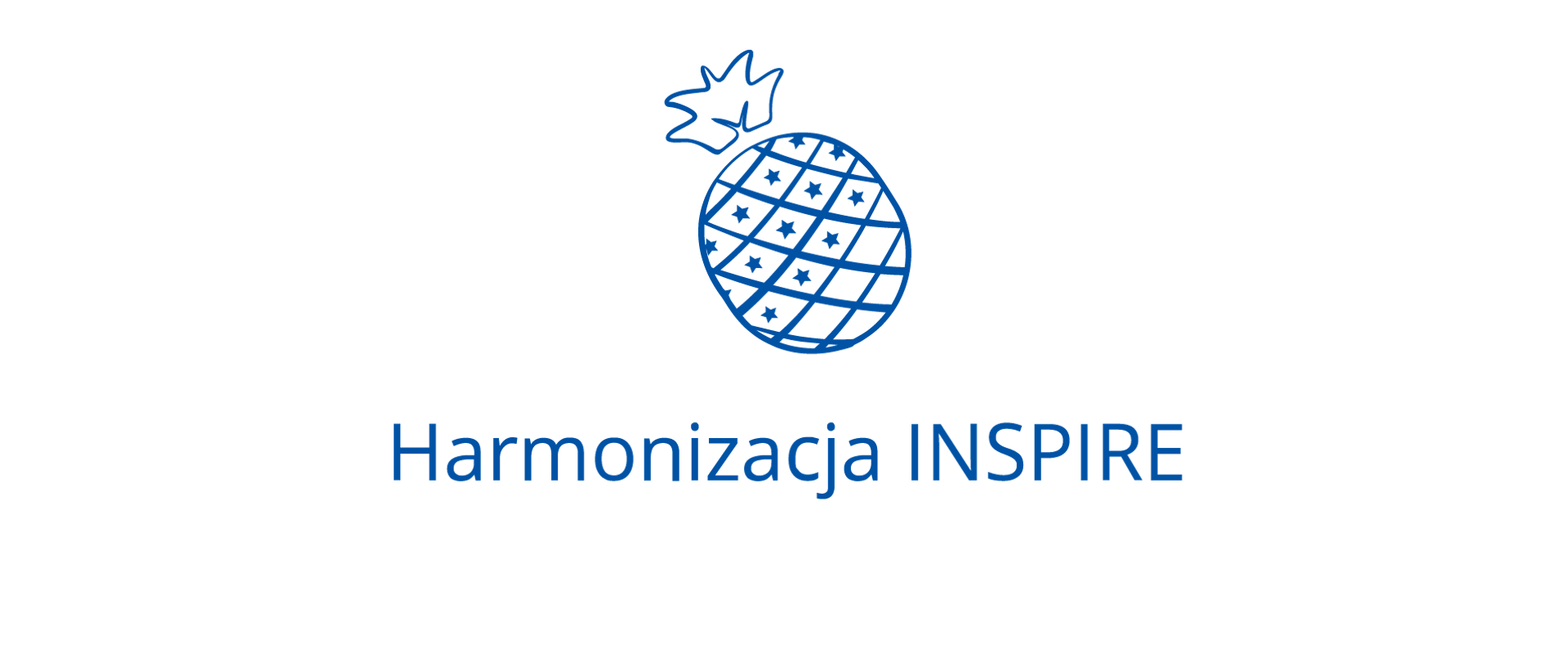 Harmonizacja INSPIRE - Logo INSPIRE: ananas wypełniony deseniem (na białym tle trzy rzędy niebieskich gwiazdek).