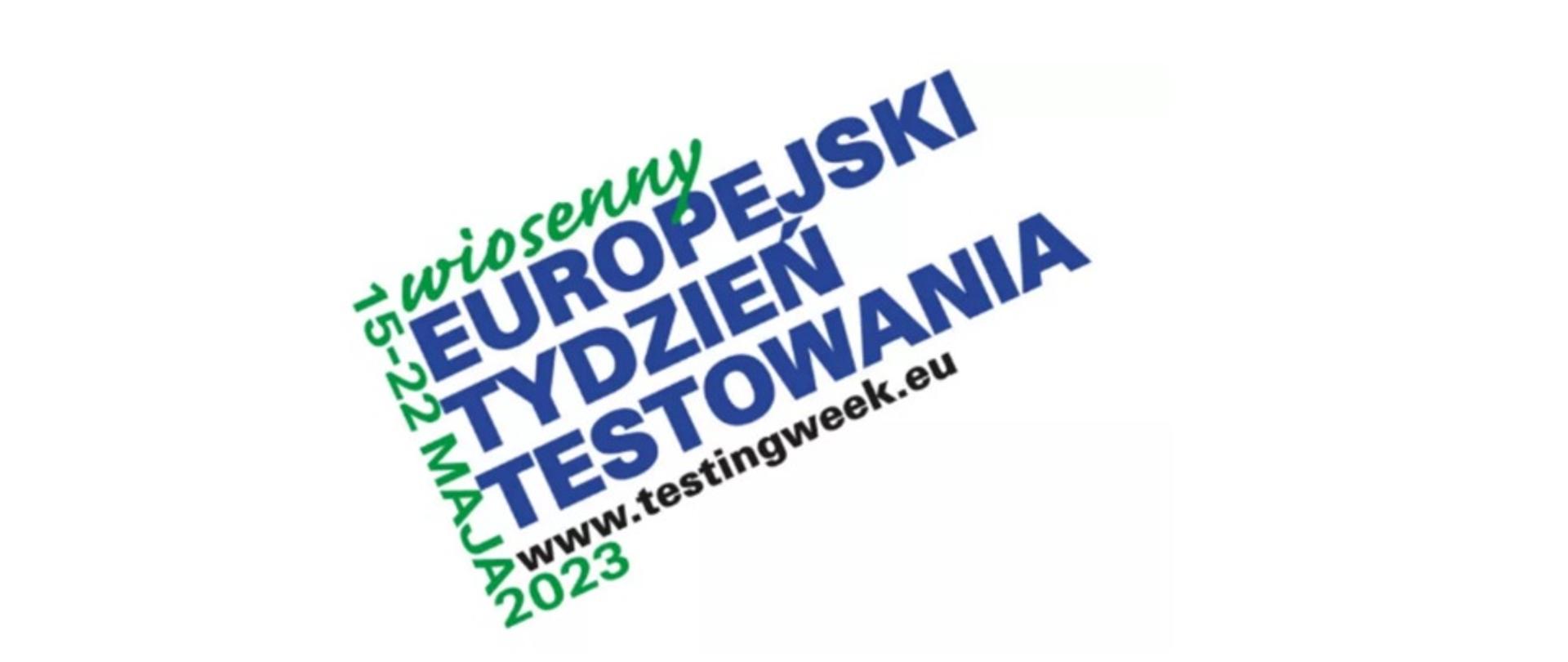 logo-napis pod ukosem - europejski tydzień szczepień i strona www.testingweek.eu