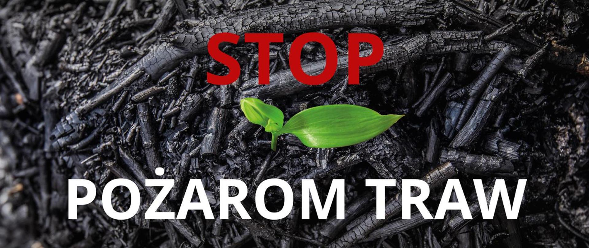 Zdjęcie przedstawia logo akcji Stop pożarom traw