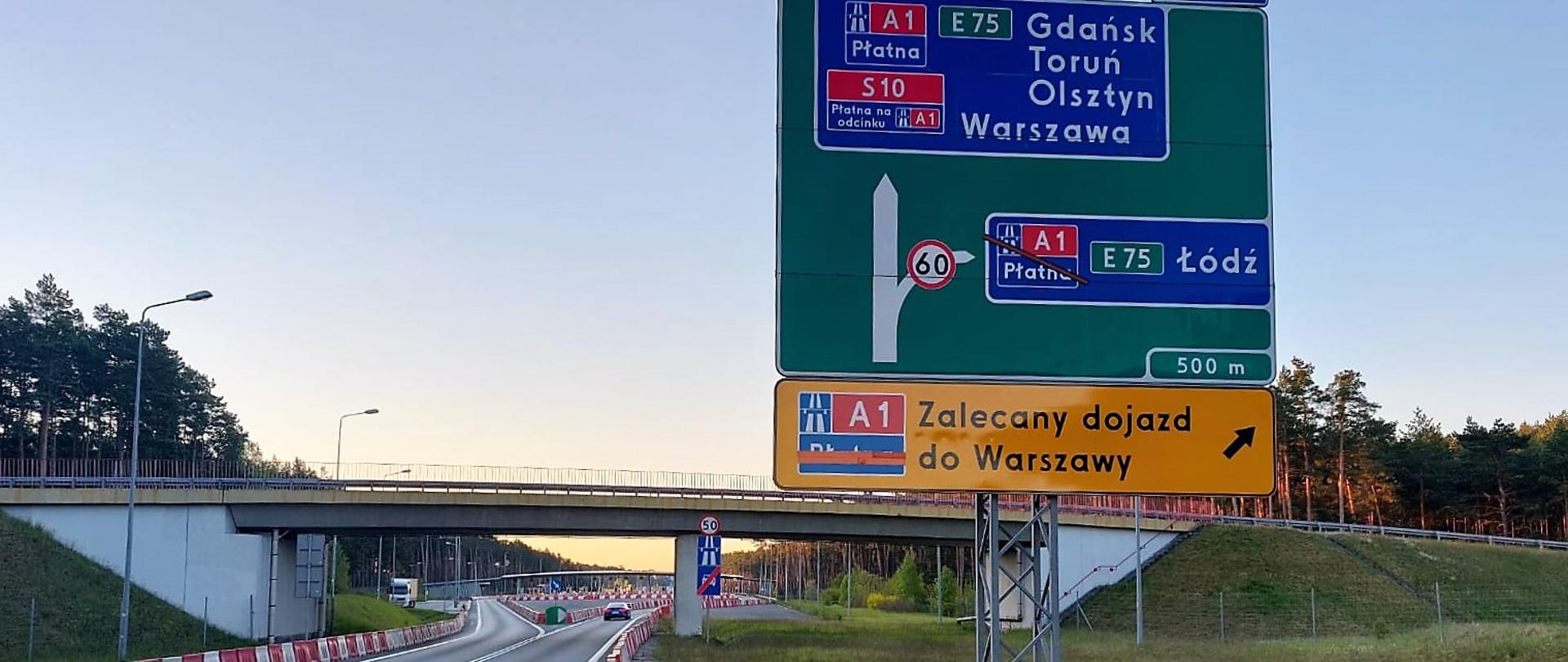 S10 zmiana oznakowania na węźle Toruń Południe