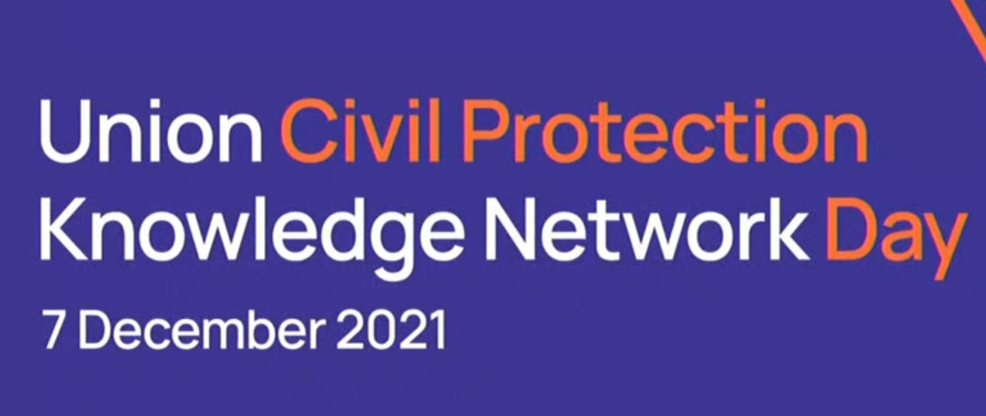 Na zdjęciu widać slajd z prezentacji koloru niebieskiego. Na slajdzie napis w języku angielskim Union Civil Protection
