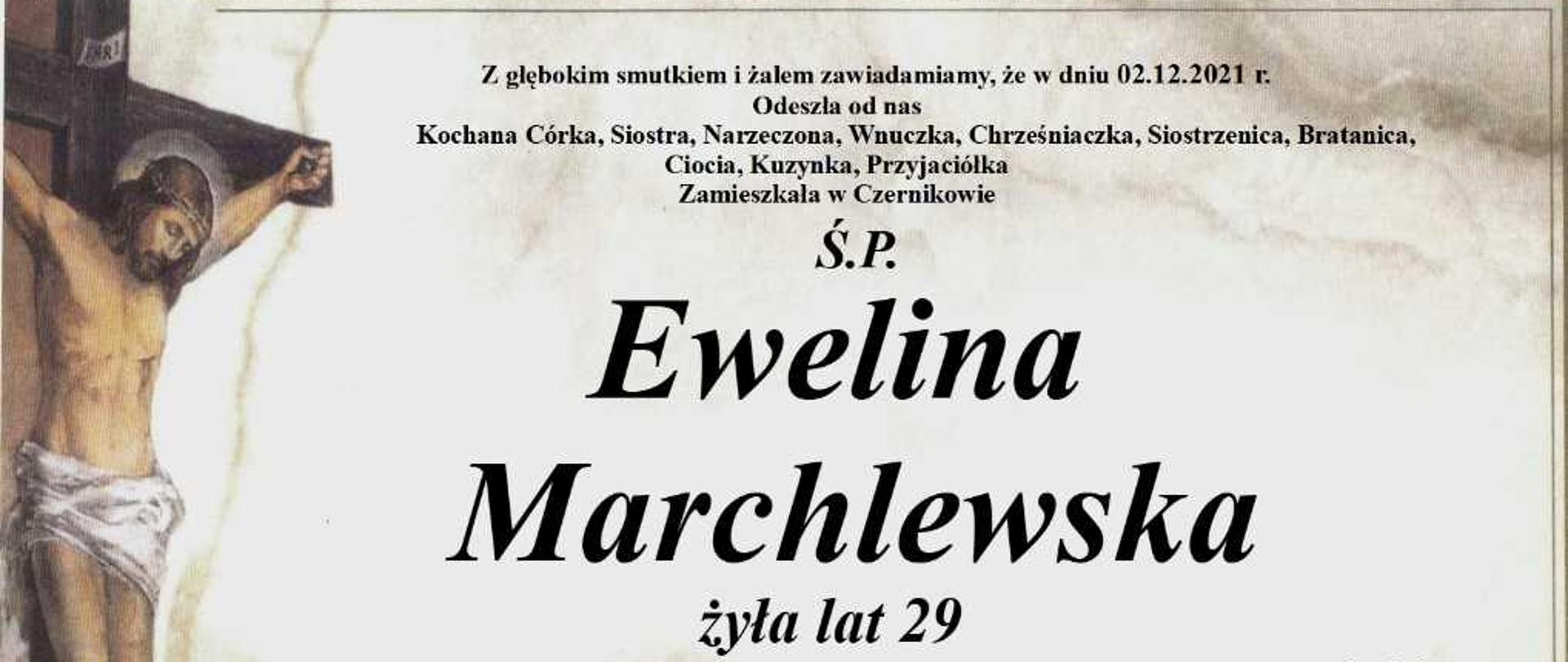 Zdjęcie przedstawia klepsydrę pogrzebową druhny Eweliny Marchlewskiej.