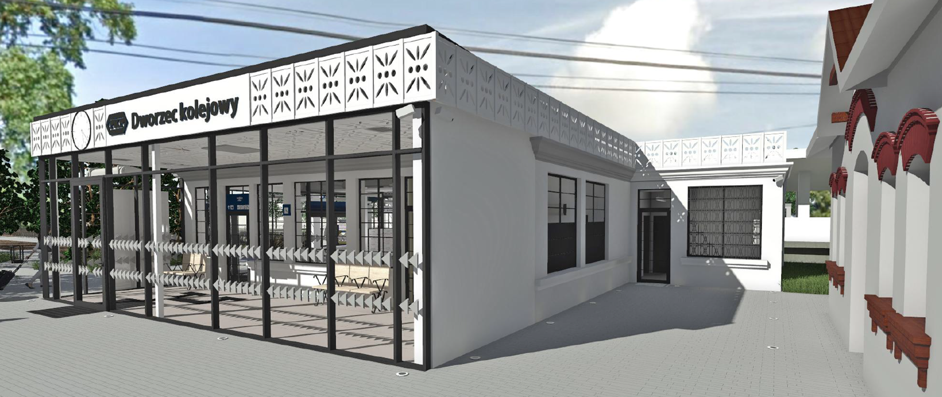 Wizualizacja dworca w Milanówku - wejście główne
