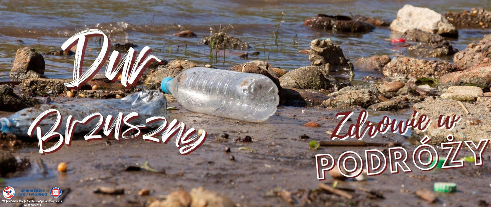 Śmieci zalegająca na brzegu rzeki