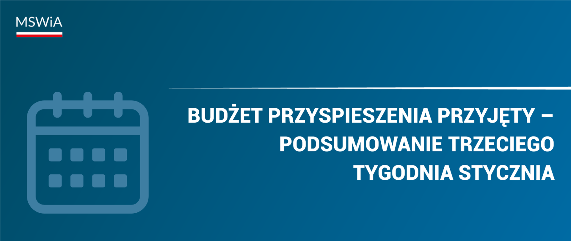Budżet przyspieszenia przyjęty: Podsumowanie tygodnia