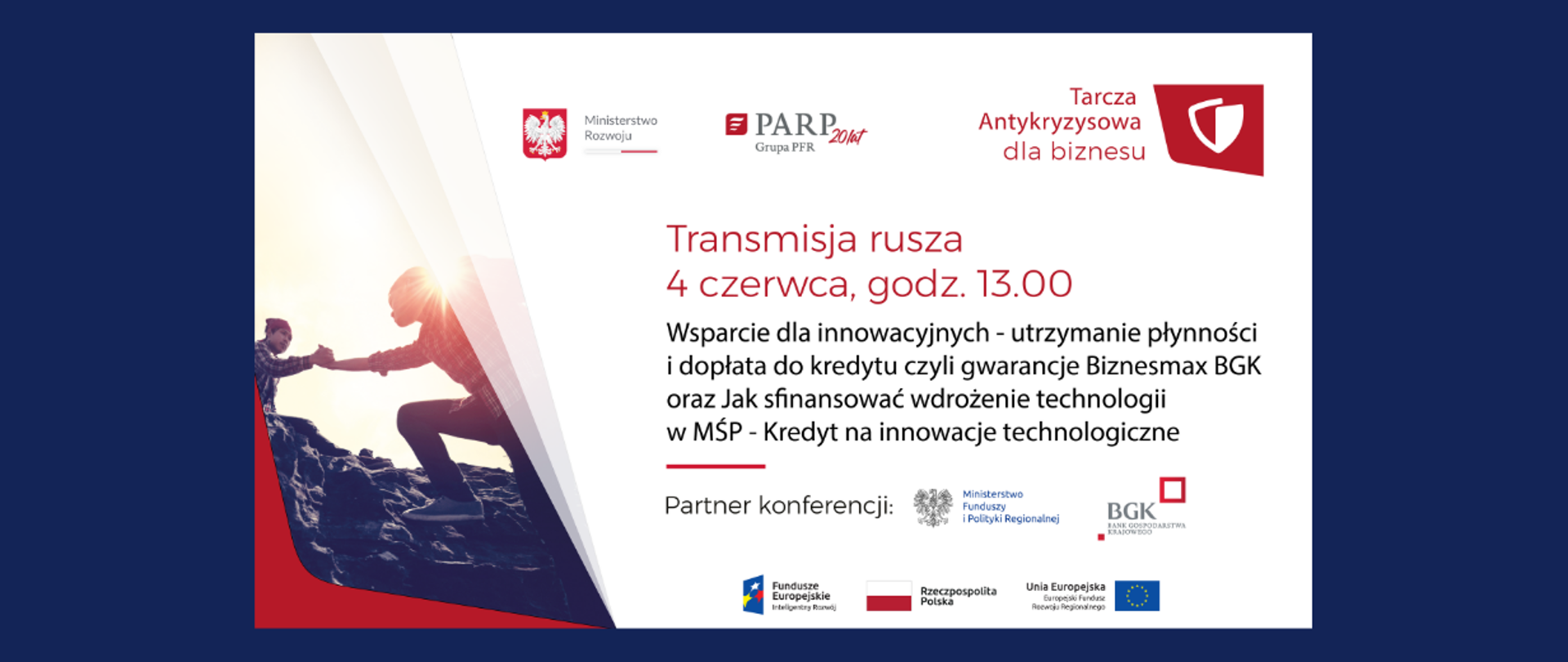 infografika przedstawia informacje o projekcie i zdjęcie wspinających się osób