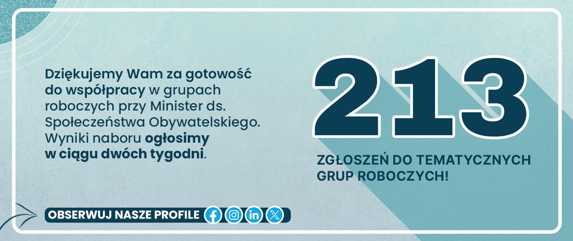 213 zgłoszeń do tematycznych grup roboczych