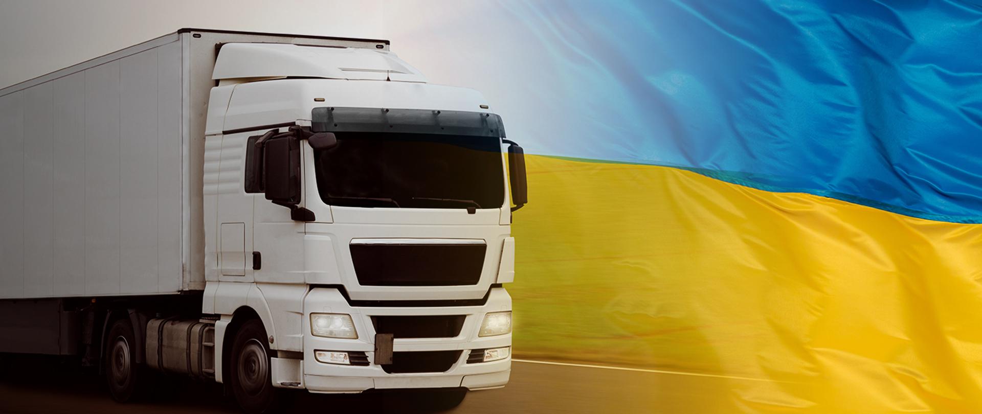 Ciężarówka, flaga Ukrainy
