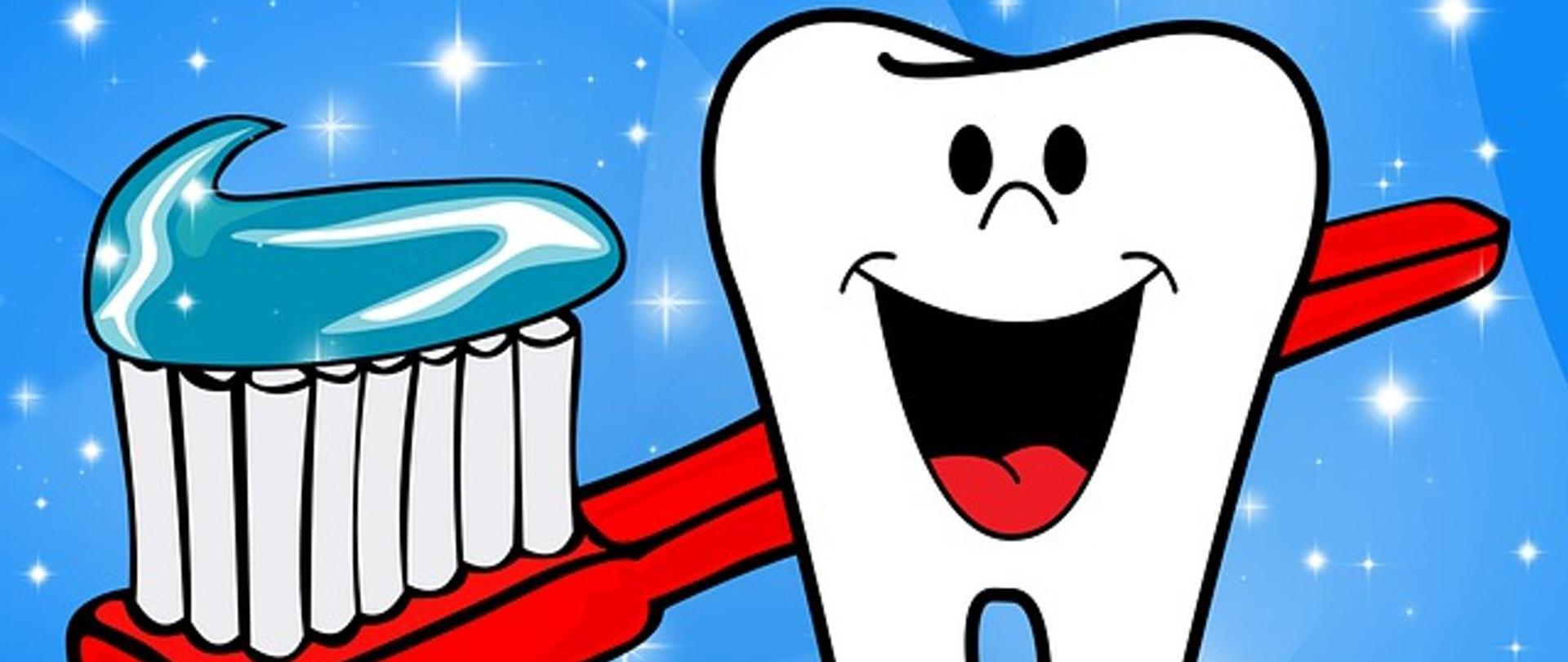 Szczoteczka do zębów i uśmiechnięty ząb