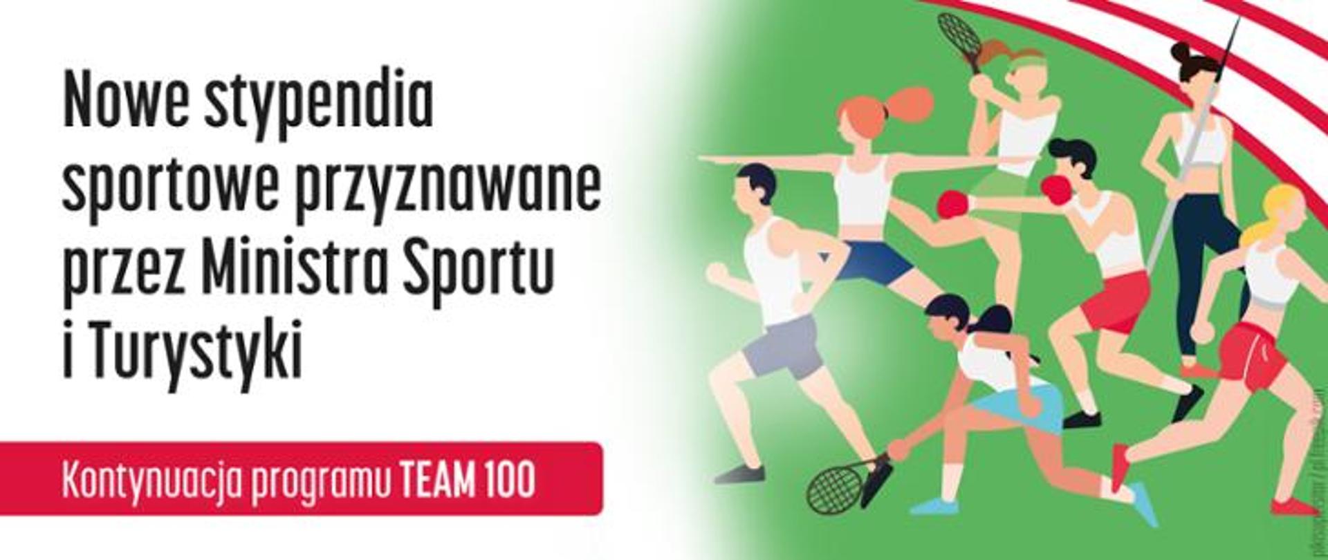 Grafika ze sportowcami uprawiającymi swoją dyscyplinę