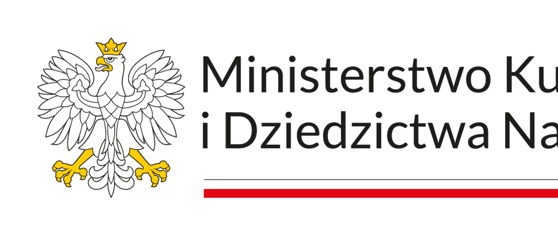 Logo Ministerstwa Kultury i Dziedzictwa Narodowego z wizerunkiem orła ustalonego dla godła Rzeczypospolitej Polskiej oraz barw Rzeczypospolitej Polskiej. W znaku zawarta jest również nazwa Ministerstwa Kultury i Dziedzictwa Narodowego.