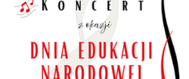 Plakat zapraszający na koncert z okazji Dnia Edukacji Narodowej, organizowany przez Państwową Szkołę Muzyczną I stopnia im. Fryderyka Chopina w Kłodzku. Koncert odbędzie się 14 października 2026 roku o godz. 16:00 w auli szkolnej, z udziałem uczniów klas pierwszych. Na plakacie widnieją nuty, sylwetki trojga dzieci oraz dekoracyjne czerwono-czarne elementy.