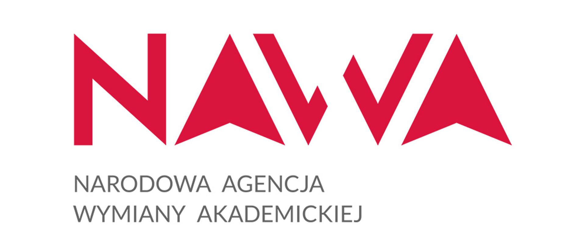 Logo NAWA - czerwone stylizowane litery na białym tle.