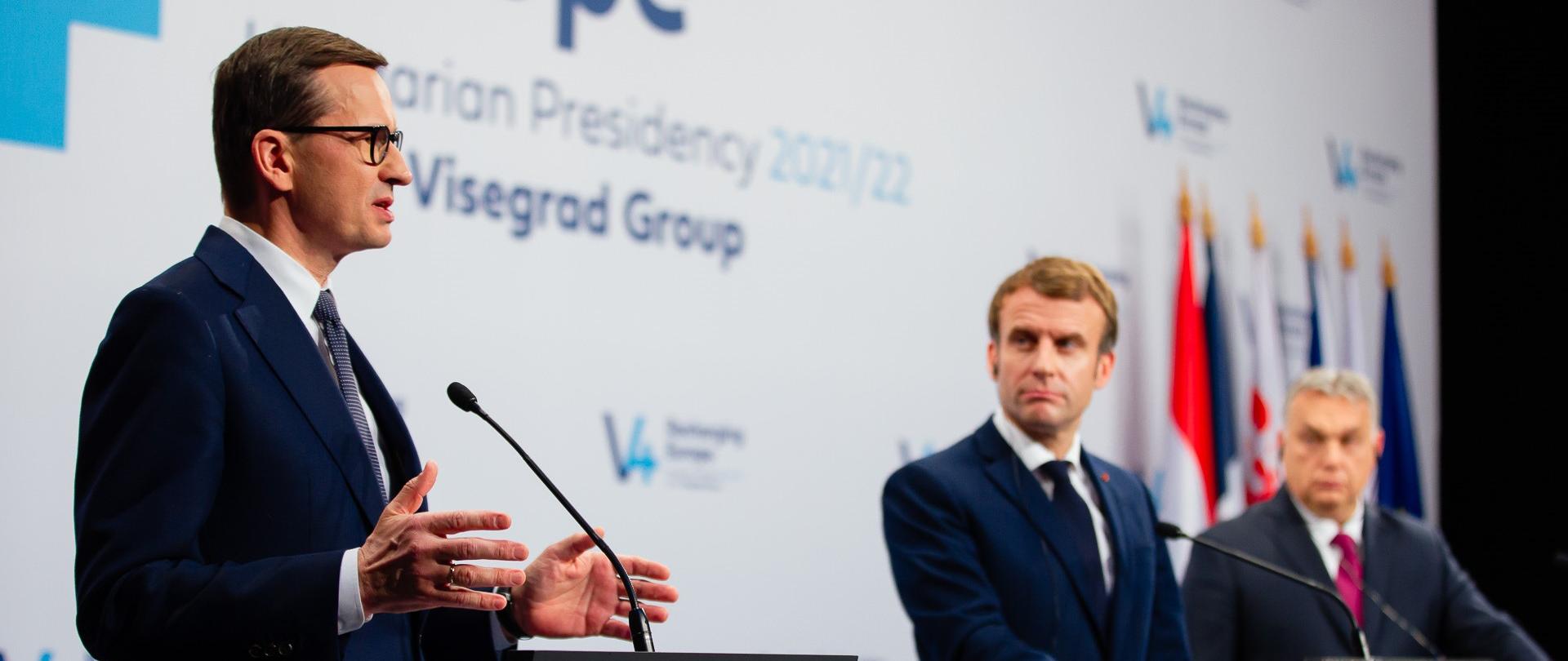 Konferencja prasowa szefów rządów Grupy Wyszehradzkiej i prezydenta Francji w Budapeszcie.