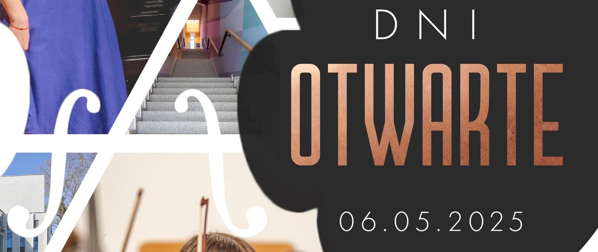 w formie skrzypiec zdjęcia grających uczniów 