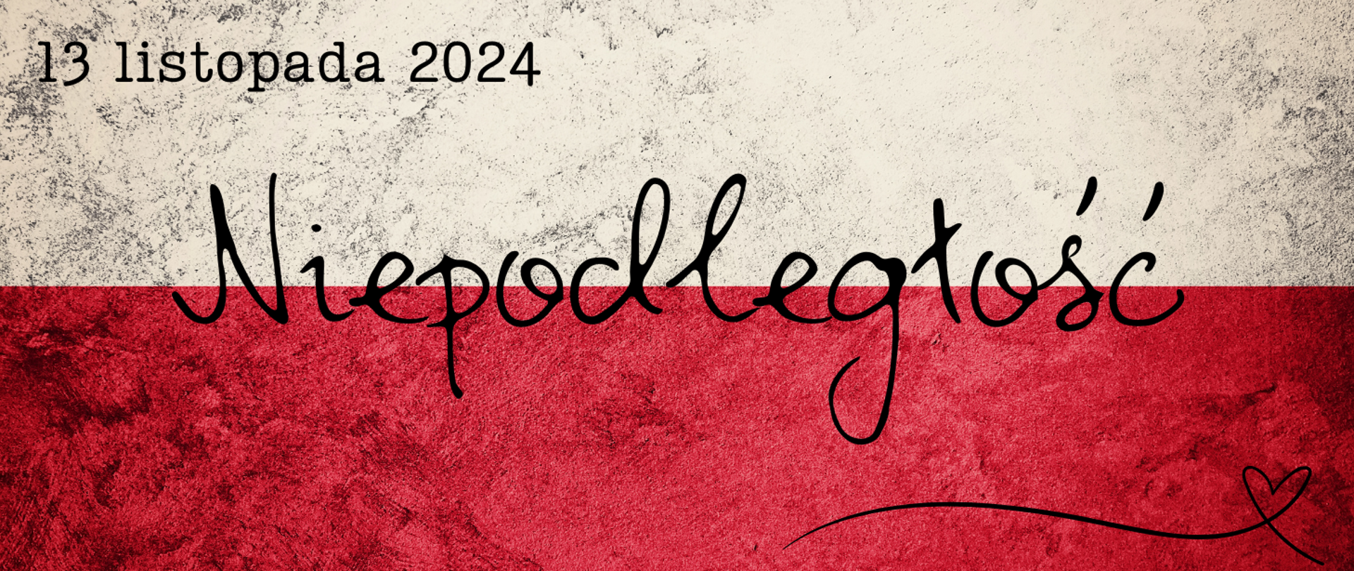 Na tle flagi informacja: Akademia z okazji Narodowego Święta Niepodległości 13.11.2024r.