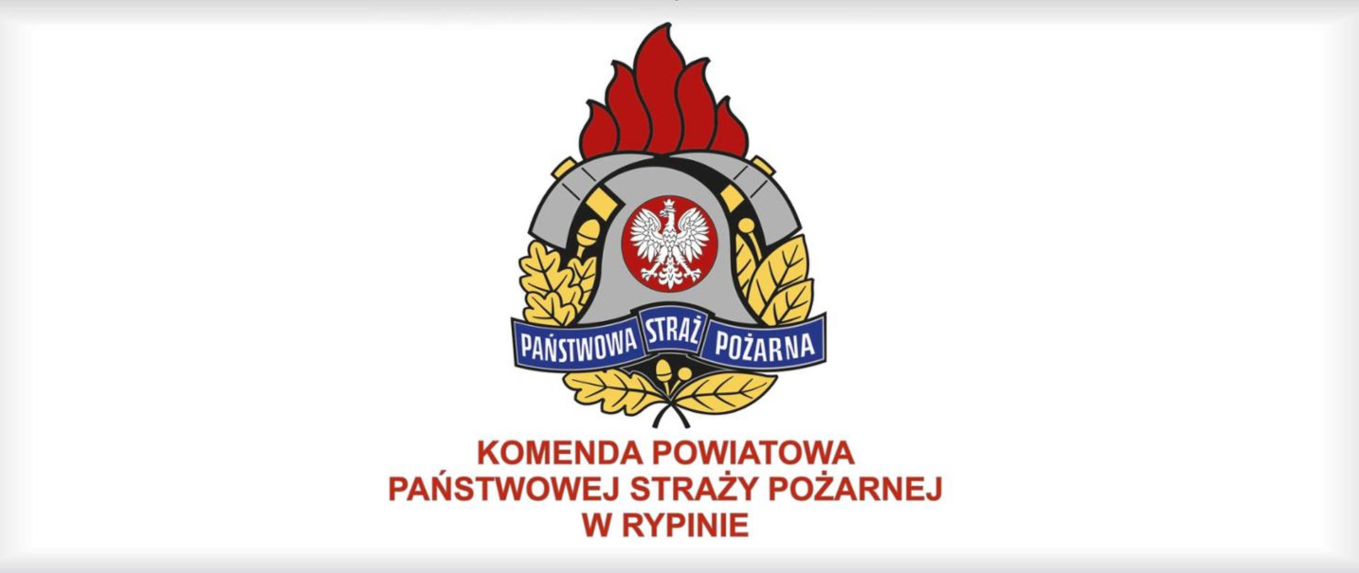Na zdjęciu znajduję się logo Komendy Powiatowej Państwowej Straży Pożarnej w Rypinie 