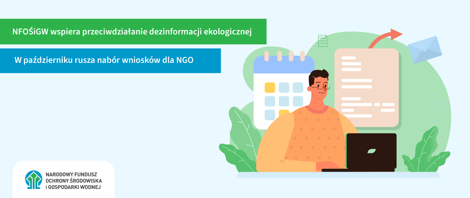 Grafika ilustracyjna. NFOŚiGW wspiera przeciwdziałania dezinformacji ekologicznej