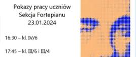 Zaproszenie na pokaz pracy sekcji fortepianu 23.01.2024 r.