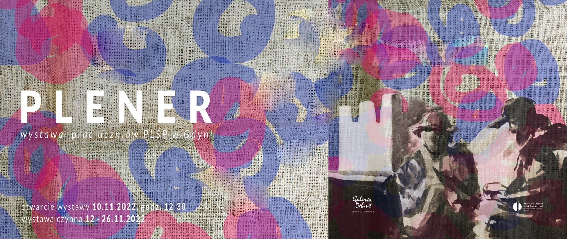 plakat, baner informujący o wystawie poplenerowej prac uczniów