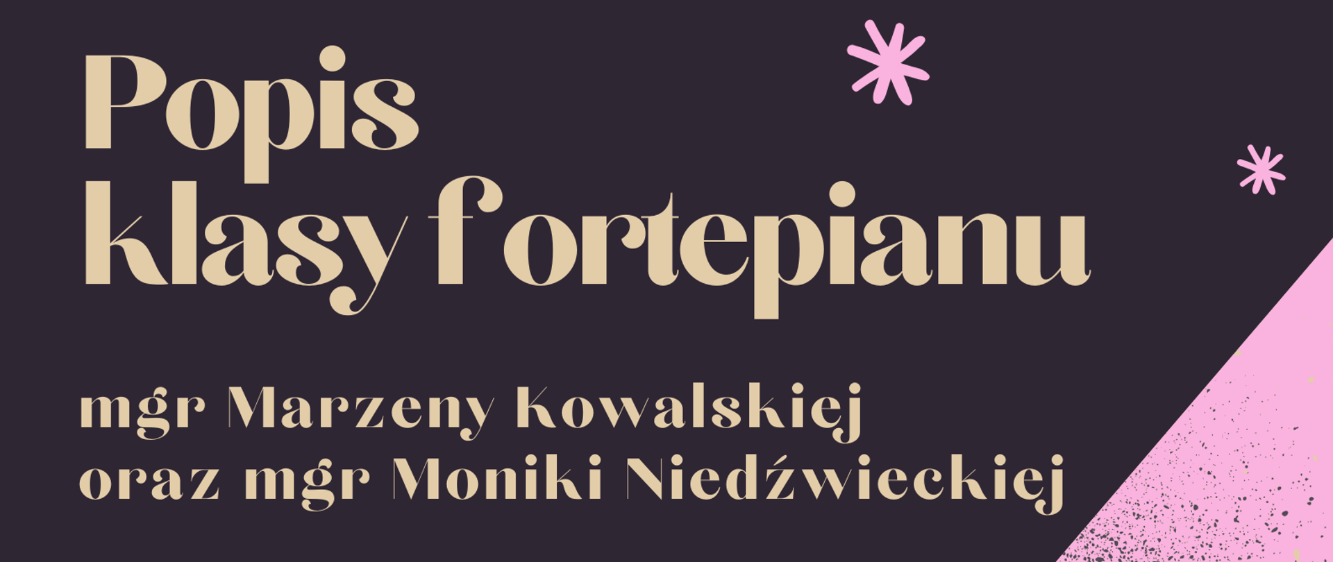 Na ciemnofioletowym tle umieszczone zostały grafiki dwóch fortepianów. W prawym dolnym rogu widoczne jest logo PSM Strzelin. Ponad nim umieszczone zostały informacje dotyczące wydarzenia.