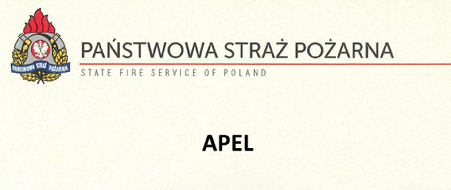 Apel Komendanta Głównego Państwowej Straży Pożarnej