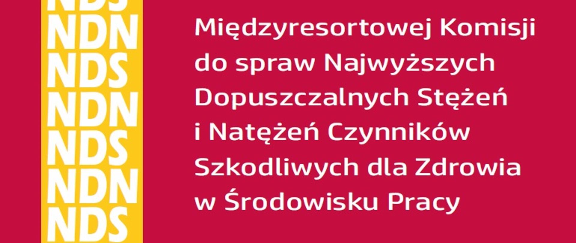 Zdjęcie na czerwonym tle napis pt. KOMUNIKATY Międzyresortowej Komisji do spraw Najwyższych Dopuszczalnych Stężeń i Natężeń Czynników Szkodliwych dla Zdrowia w Środowisku Pracy