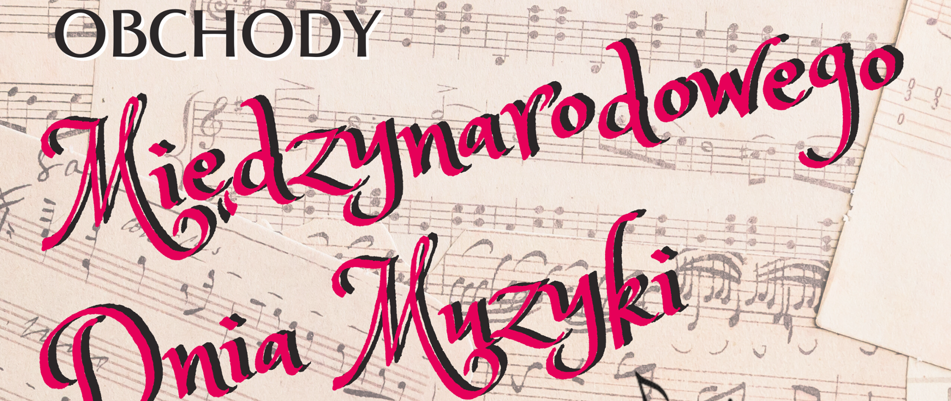 Plakat na szarym tle z grafiką nut oraz po prawej stronie dziewczynką, która trzyma nutę, logiem 80 lecia szkoły po lewej stronie oraz informacją tekstową dotycząca obchodów międzynarodowego dnia muzyki połączony z pasowaniem na ucznia klas pierwszych, który odbędzie się 01 października 2025 w auli PSM w Kłodzku