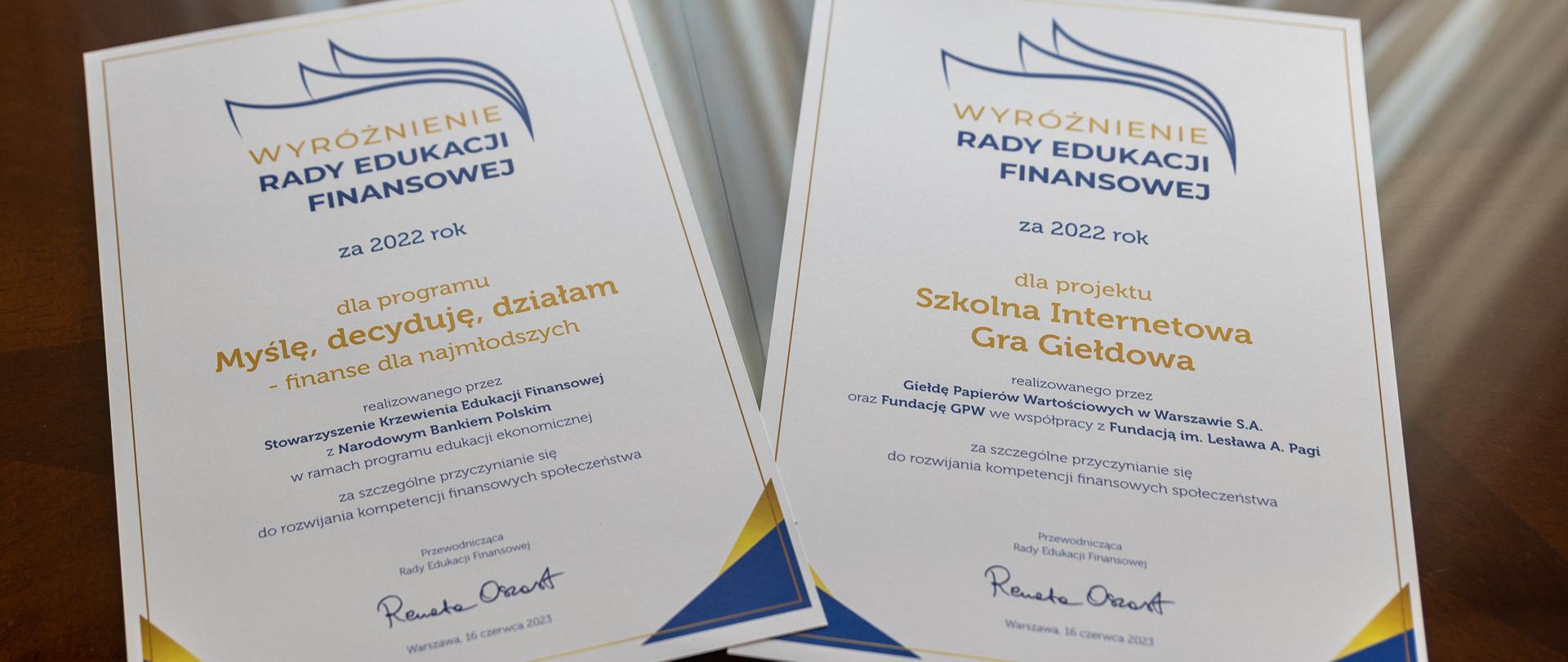 Dyplom Rady Edukacji Finansowej