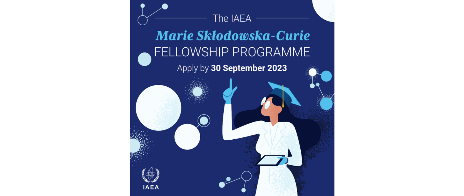 Program stypendialny MAEA 2023 - plakat z informacją o składaniu wniosków do 20 września 2023 r.