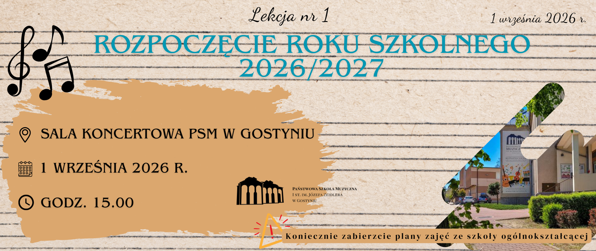 Plakat informujący o rozpoczęciu nowego roku szkolnego. 