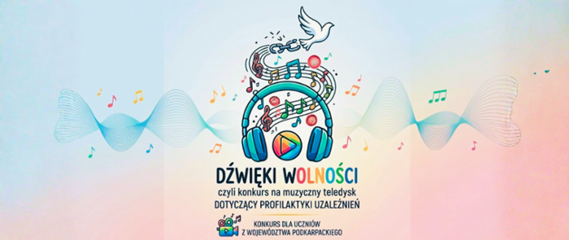 Nutki oraz napis Wojewódzki konkurs muzyczny "Dźwięki wolności"