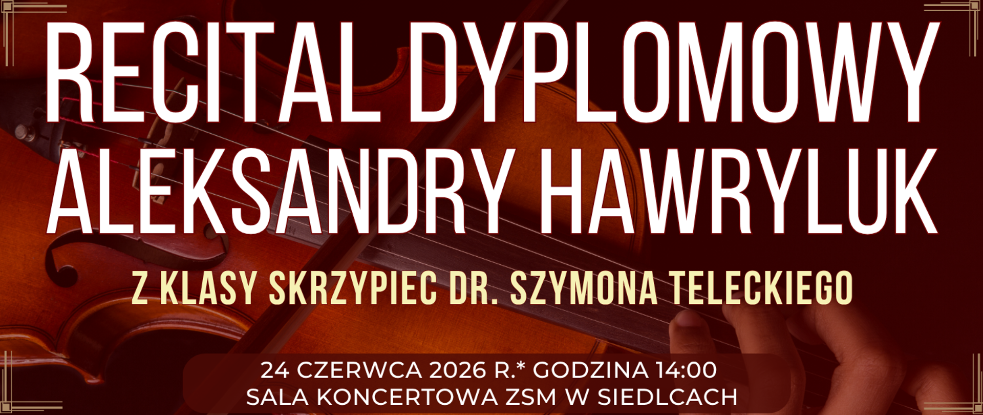 baner w tle skrzypce oraz informacja o wydarzeniu