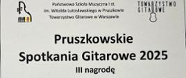 Na białym tle czarne litery z nazwą konkursu oraz miejscem zdobytym przez ucznia.