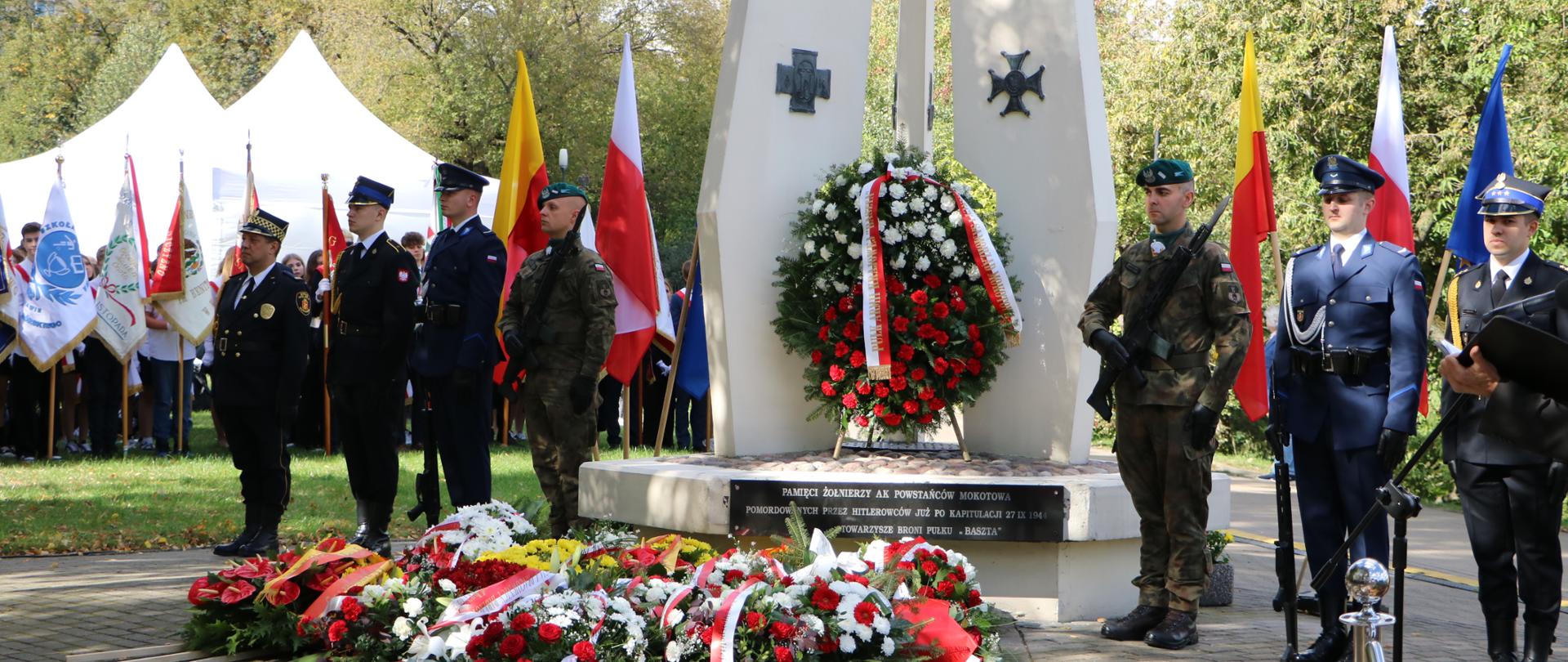 Podsumowanie uroczystych obchodów 80. rocznicy Powstania Warszawskiego, złożenie wieńców przy Obelisku Pamięci Żołnierzy AK Powstańców Mokotowa