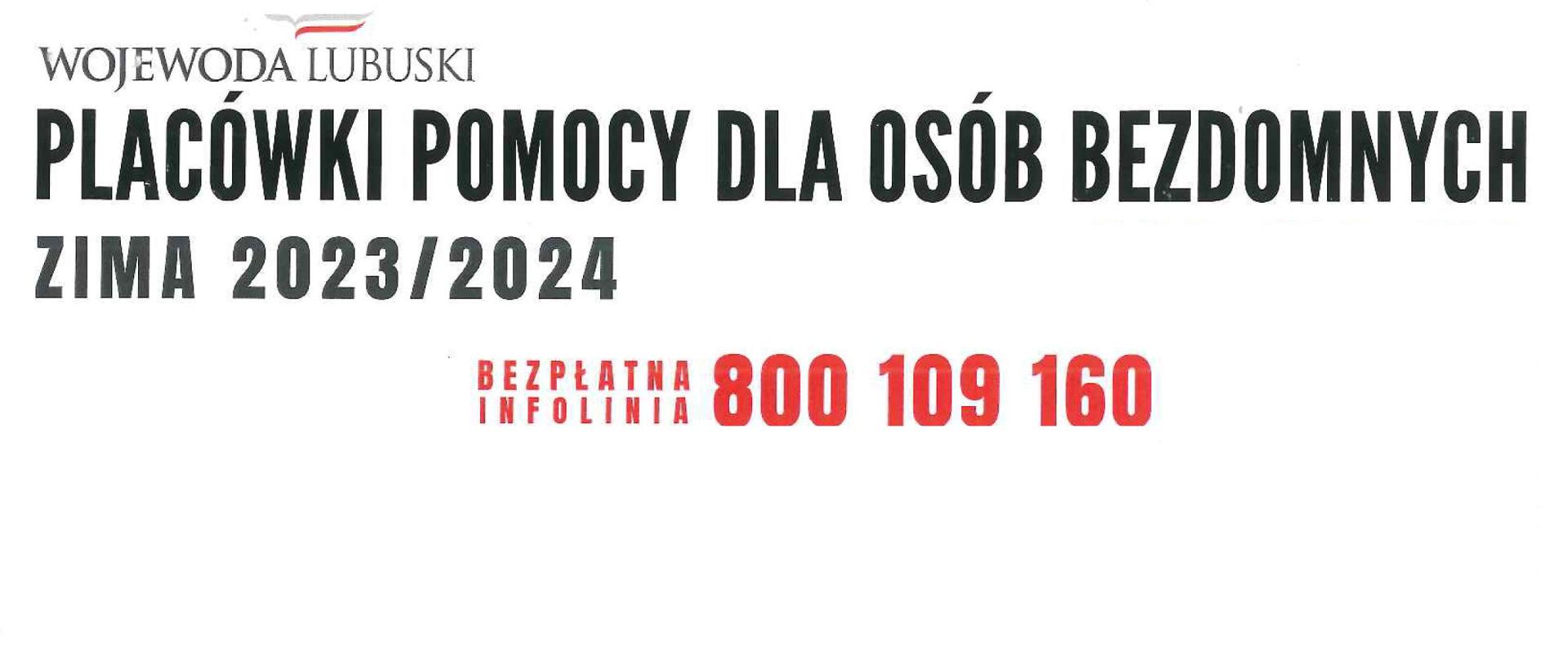 Plakat Placówki Pomocy dla Osób Bezdomnych Zima 2023 2024