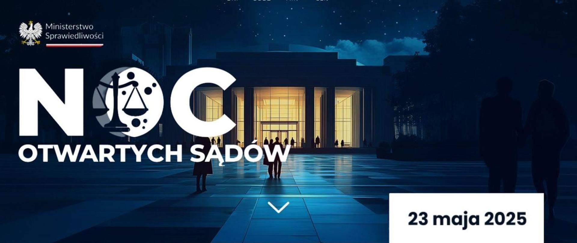 grafika z napisem Noc otwartych sądów 2025