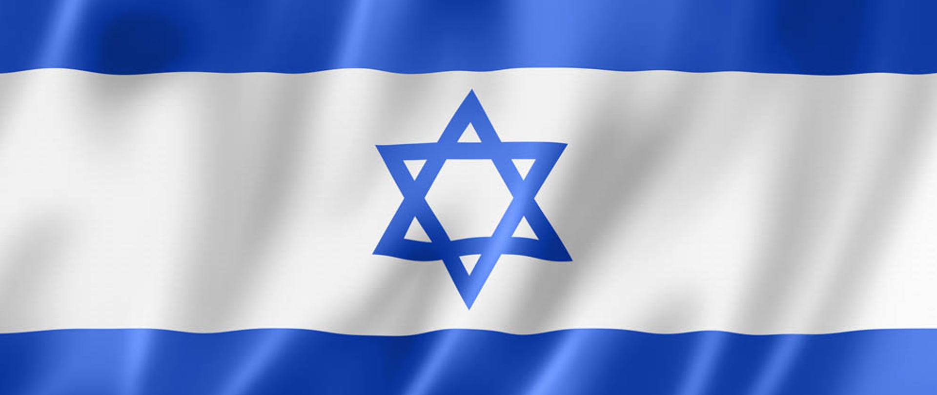 Israel flag, three dimensional render, satin texture