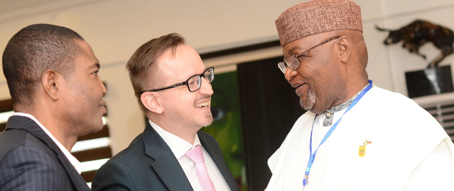 Ambasasdor Michał Cygan with Prof. Okey Ikechukwu and Mallam Jibrin Baba Ndace