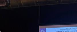 policjant na scenie podczas wykładu na konferencji edukacyjnej