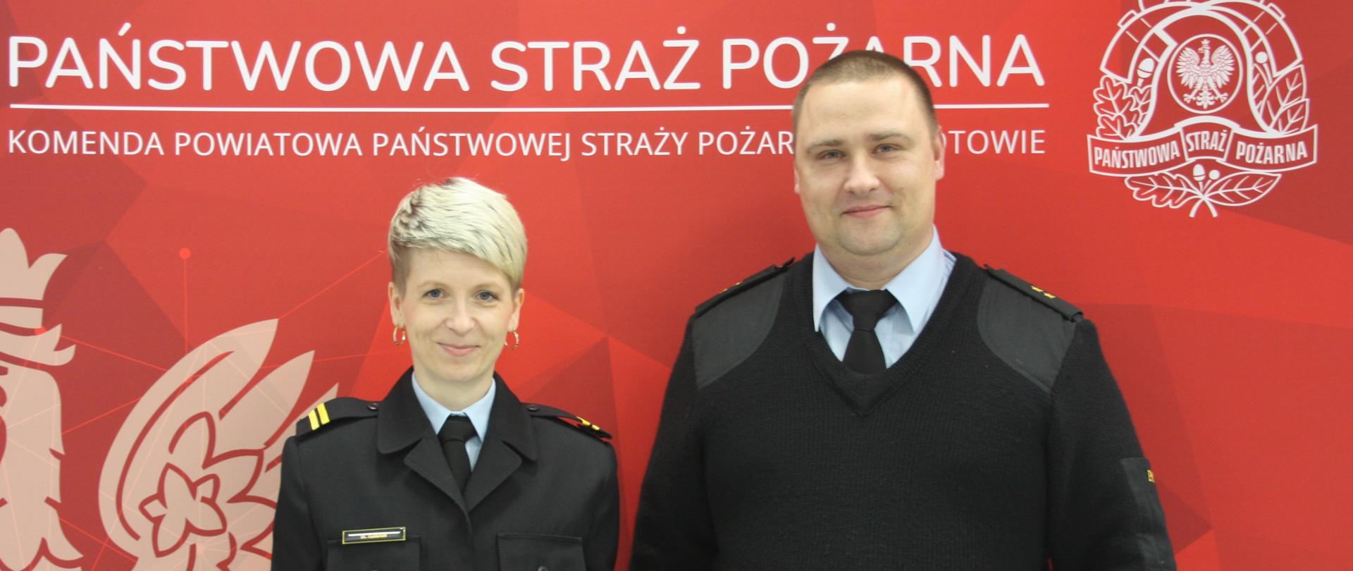 Wręczenie awansu przez Komendanta Powiatowego PSP w Złotowie, mł. kpt. Tomasza Lewandowskiego 