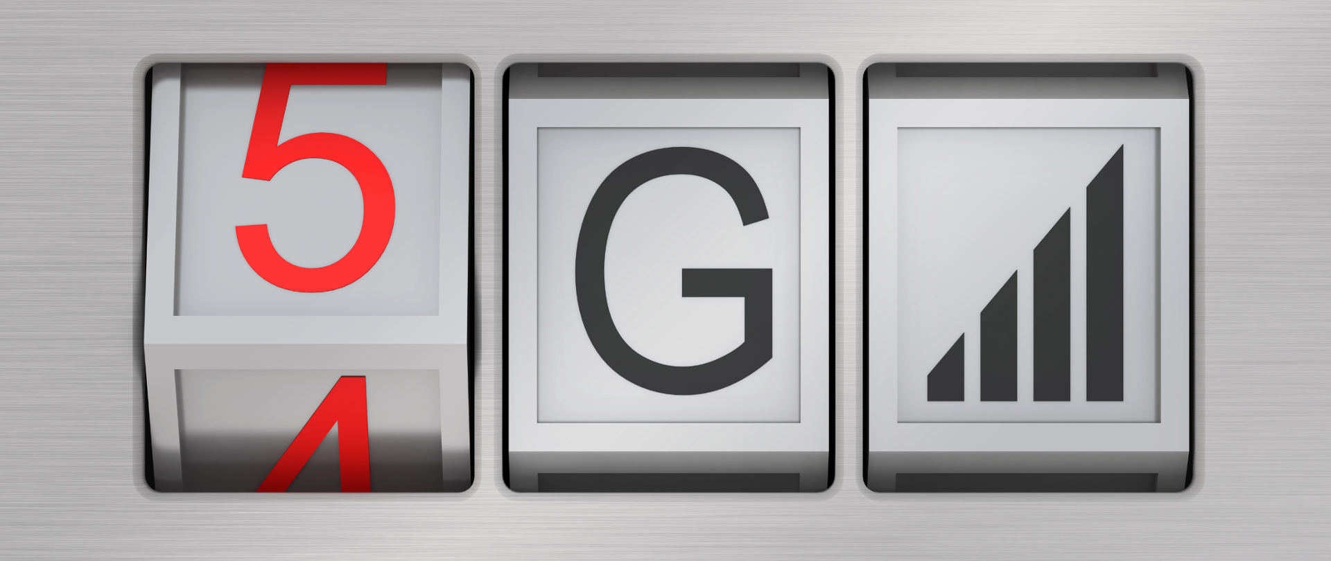 Grafika, na której widać "licznik" - w pierwszej pozycji zmiana numeru z 4 na 5, na kolejnych litera G oraz ikona zasięgu telefonii.