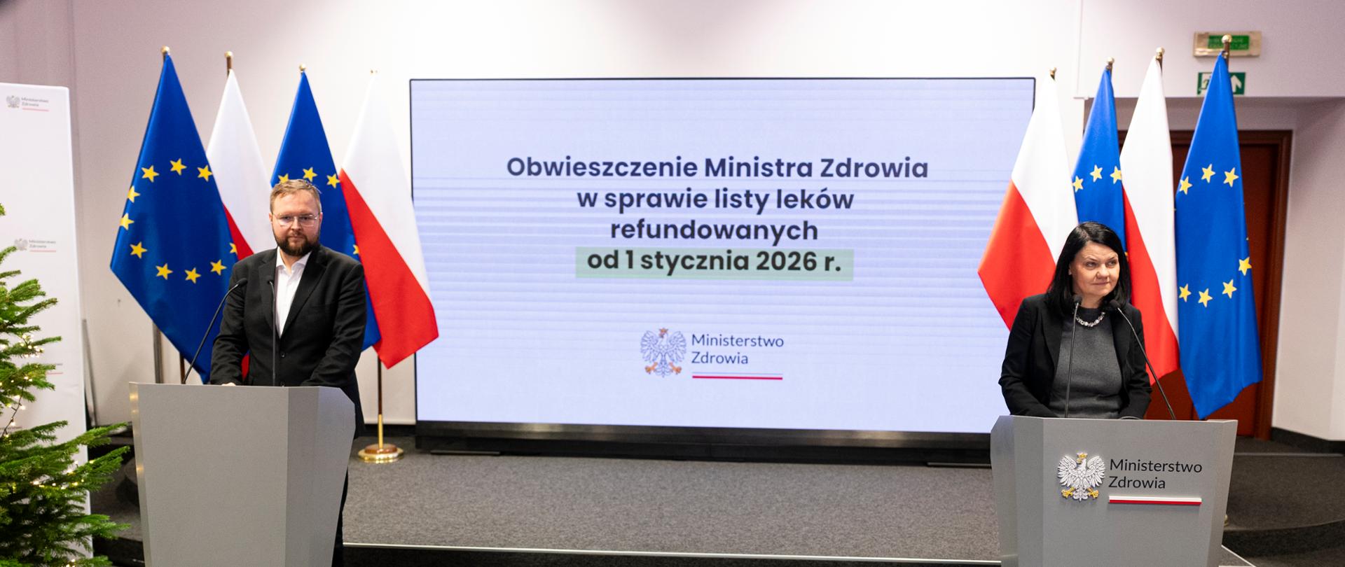 Konferencja prasowa wiceminister zdrowia Katarzyny Kacperczyk na temat projektu nowej listy leków refundowanych obowiązującej od 1 stycznia 2026 r. 